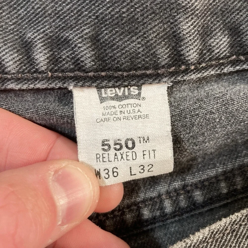 Vintage 2001 Levi's‎ 550 Jeans 34x30 Made In USA Gray Faded 90s Y2K (Tag 36x32)